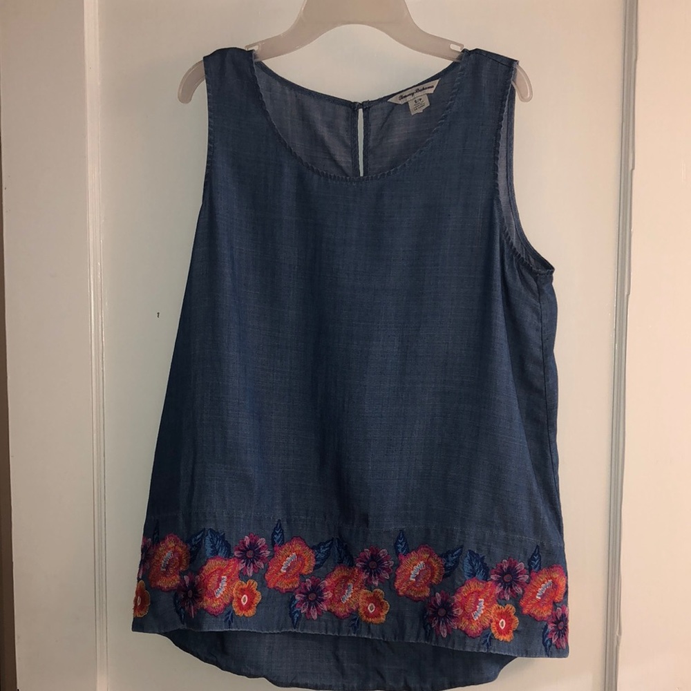 Tommy Bahama denim embroidered tank top